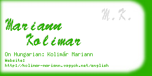 mariann kolimar business card